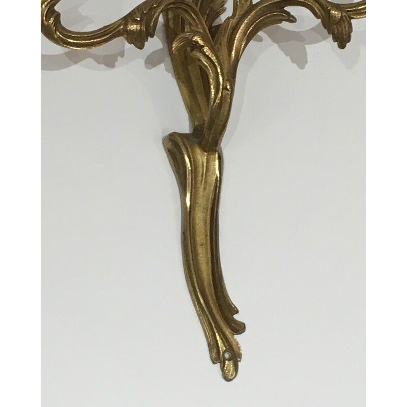 Pair of Bronze Wall Sconces in Louis XV Style, French Work, Circa 1950