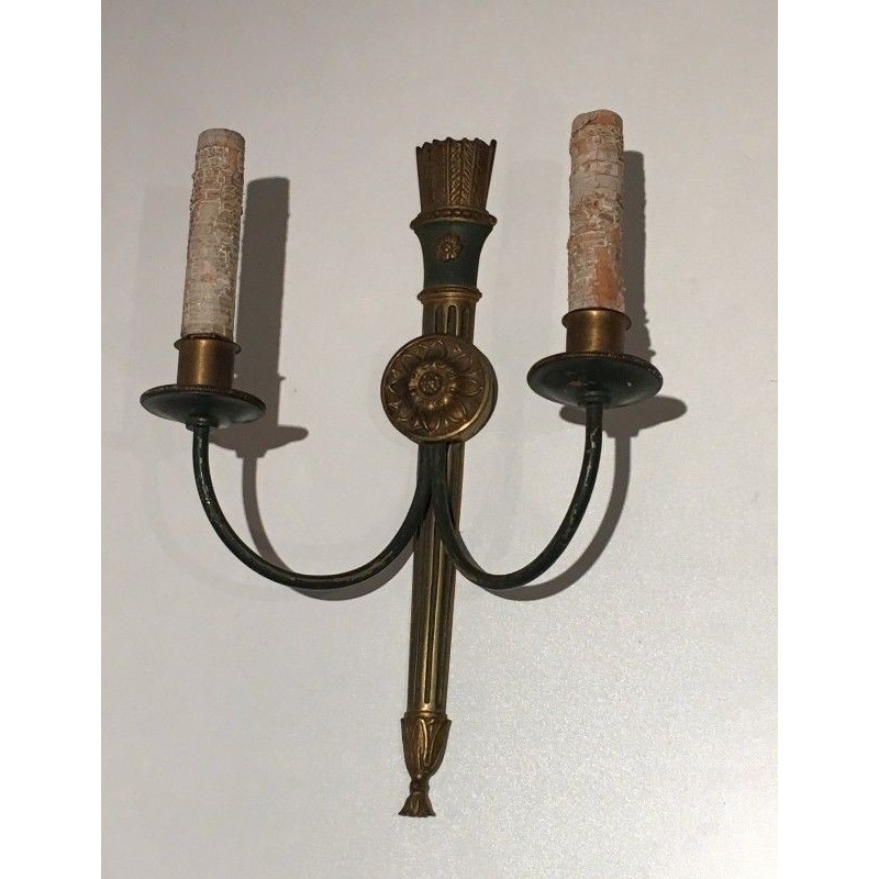 Pair of Empire-Style Bronze Wall Sconces. Circa 1940