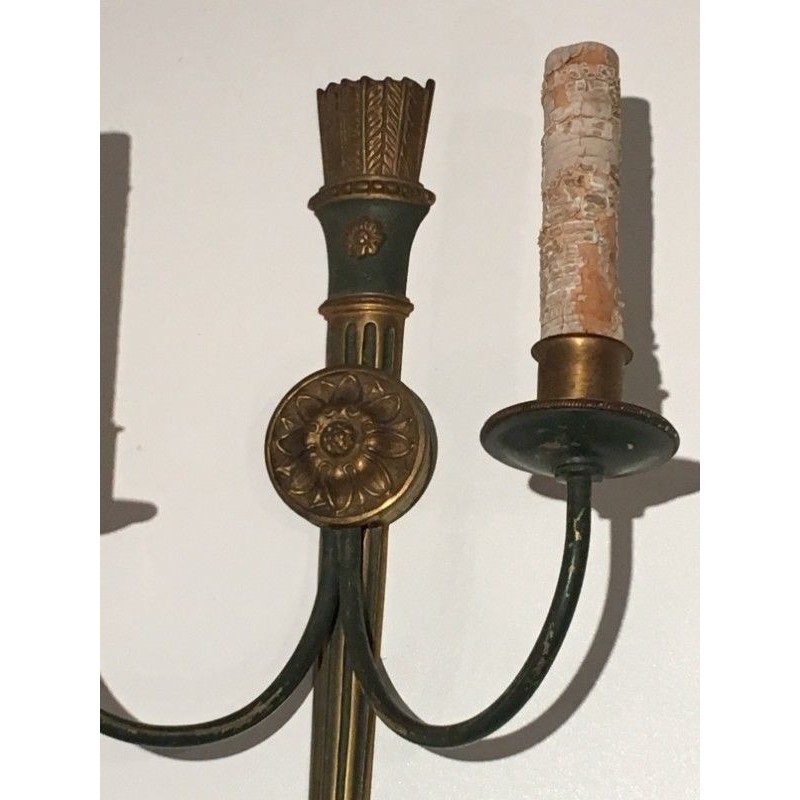Pair of Empire-Style Bronze Wall Sconces. Circa 1940
