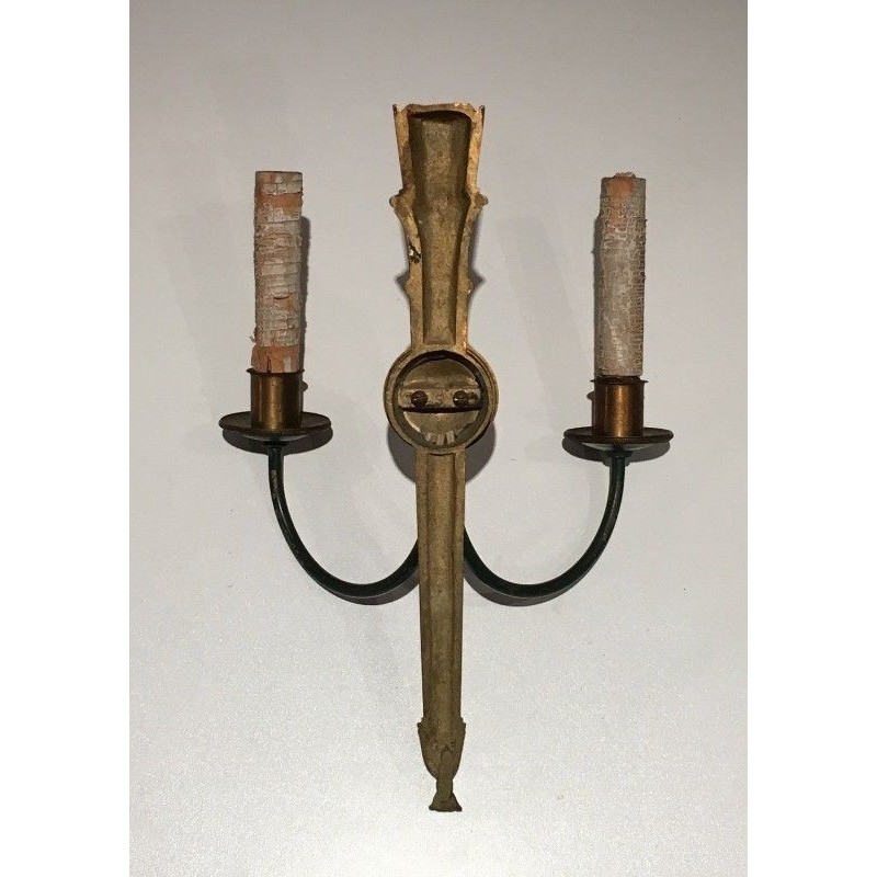 Pair of Empire-Style Bronze Wall Sconces. Circa 1940