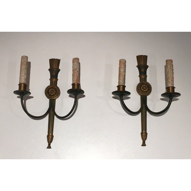 Pair of Empire-Style Bronze Wall Sconces. Circa 1940