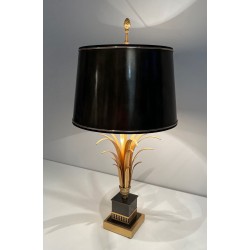 Black Lacquered Pineapple Table Lamp, in the Style of Maison Charles, circa 1970