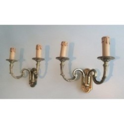 Pair of Neoclassical Bronze Wall Sconces. Circa 1970