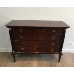 Neoclassical Mahogany and Brass Chest of Drawers. Circa 1950