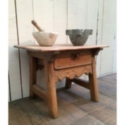 Small Spanish Pinewood Side Table with Drawer. Circa 1920