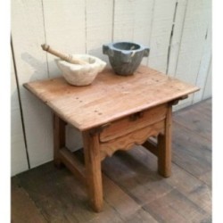 Small Spanish Pinewood Side Table with Drawer. Circa 1920