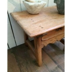Small Spanish Pinewood Side Table with Drawer. Circa 1920