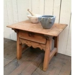 Small Spanish Pinewood Side Table with Drawer. Circa 1920