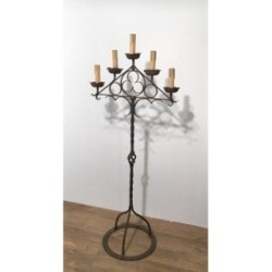 Wrought Iron Neo-Gothic Floor Lamp. Circa 1940