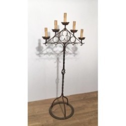 Wrought Iron Neo-Gothic Floor Lamp. Circa 1940