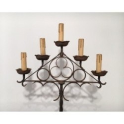 Wrought Iron Neo-Gothic Floor Lamp. Circa 1940