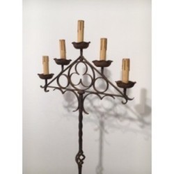 Wrought Iron Neo-Gothic Floor Lamp. Circa 1940