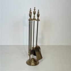 Neoclassical Brass Fireplace Tool Set. Circa 1940
