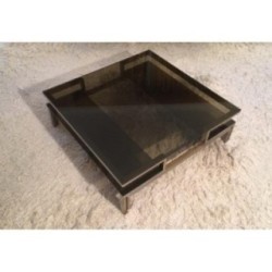 Brushed Steel and Brass Coffee Table by Guy Lefèvre for Maison Jansen. Circa 1970
