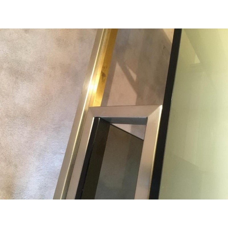Brushed Steel and Brass Coffee Table by Guy Lefèvre for Maison Jansen. Circa 1970