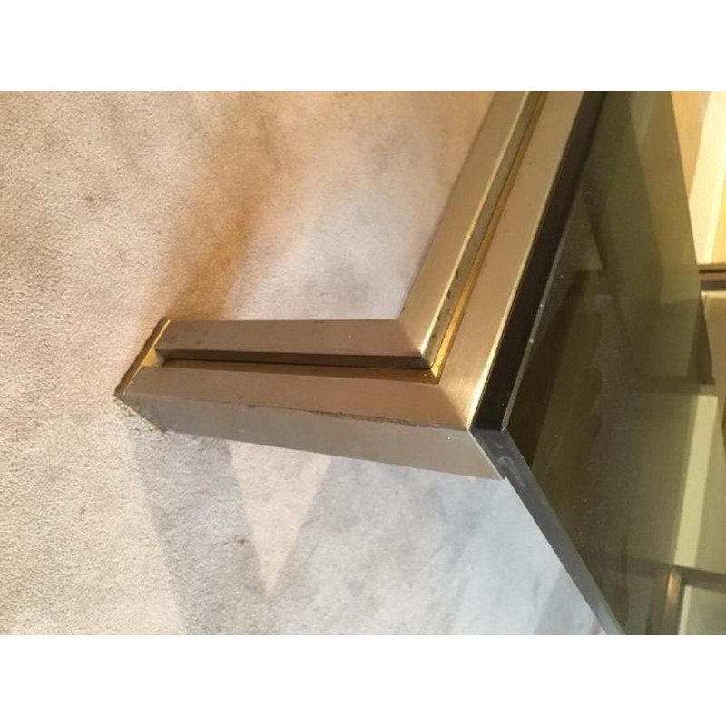 Brushed Steel and Brass Coffee Table by Guy Lefèvre for Maison Jansen. Circa 1970