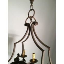 Wrought Iron Neo-Gothic Chandelier with 8 Lights. Circa 1950