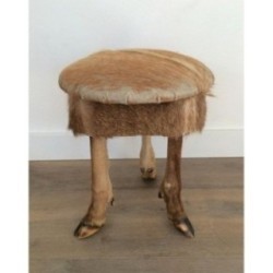 Hide Stool with Hoof Feet. Circa 1970