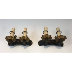 Pair of Wrought Iron Wall Sconces. Circa 1940