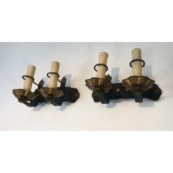 Pair of Wrought Iron Wall Sconces. Circa 1940