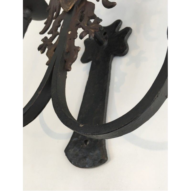 Pair of Wrought Iron Wall Sconces. Circa 1940