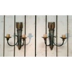Beautiful Pair of Wrought Iron Wall Sconces. Circa 1940