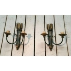 Beautiful Pair of Wrought Iron Wall Sconces. Circa 1940