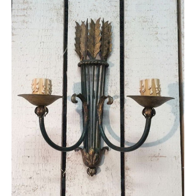 Beautiful Pair of Wrought Iron Wall Sconces. Circa 1940