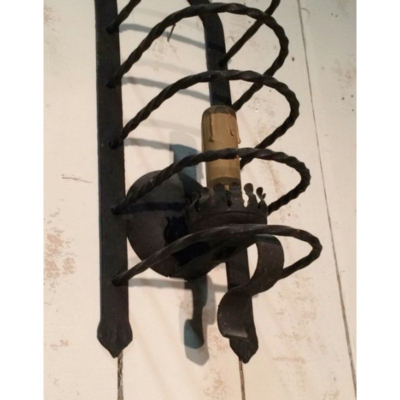 Pair of Cage Wall Sconces in Wrought Iron, Circa 1950