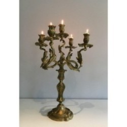 Pair of Bronze Candelabras with 5 Light Arms, Circa 1900