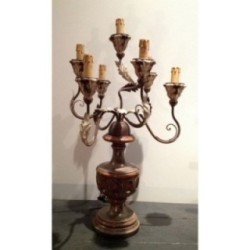 Italian Candelabra in Wood and Patinated Metal, Circa 1960