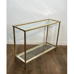 Faux-Bamboo Brass Console Table