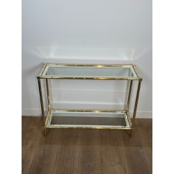 Faux-Bamboo Brass Console Table