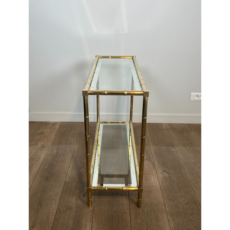 Faux-Bamboo Brass Console Table