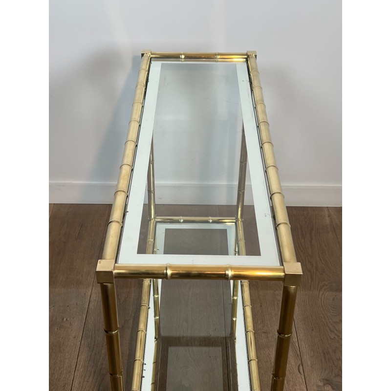 Faux-Bamboo Brass Console Table