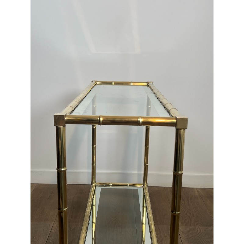 Faux-Bamboo Brass Console Table