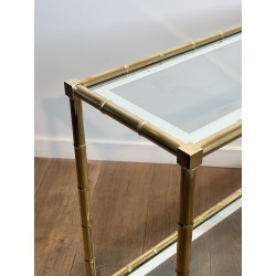 Faux-Bamboo Brass Console Table