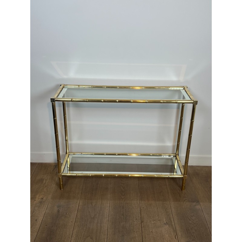 Faux-Bamboo Brass Console Table