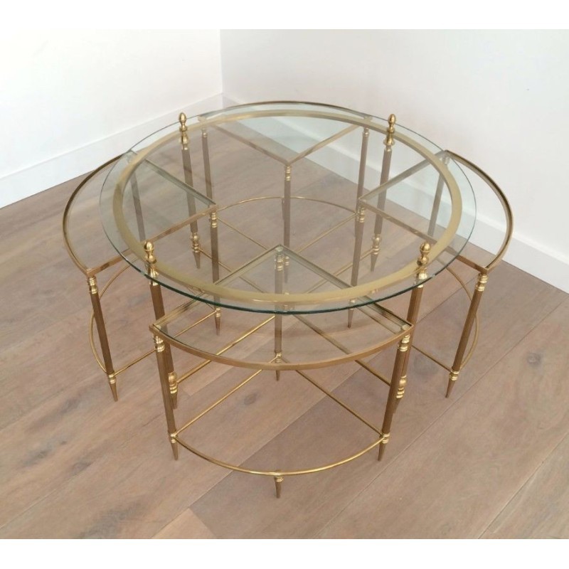 Table basse ronde en Laiton de Style Néoclassique de la Maison Baguès