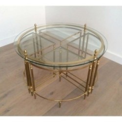 Table basse ronde en Laiton de Style Néoclassique de la Maison Baguès