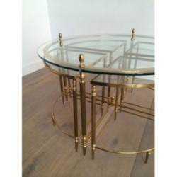 Table basse ronde en Laiton de Style Néoclassique de la Maison Baguès
