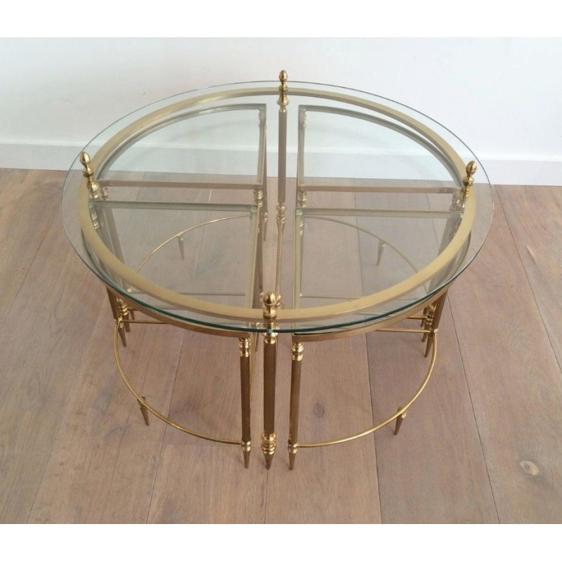 Table basse ronde en Laiton de Style Néoclassique de la Maison Baguès
