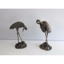 Pair de hérons en métal argenté Maison Baguès