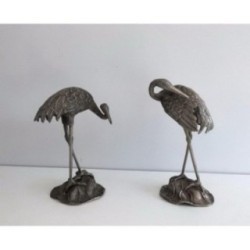 Pair de hérons en métal argenté Maison Baguès