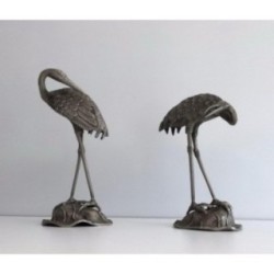 Pair de hérons en métal argenté Maison Baguès