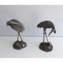Pair de hérons en métal argenté Maison Baguès
