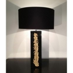 Lampe laquée noire et élément en bronze