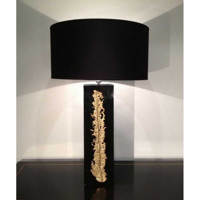 Lampe laquée noire et élément en bronze