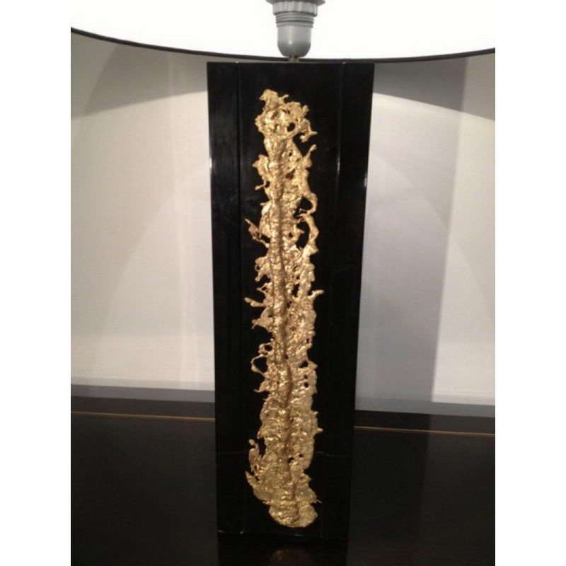 Lampe laquée noire et élément en bronze