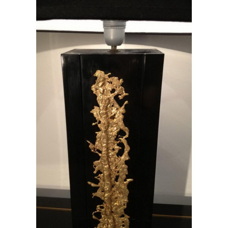 Lampe laquée noire et élément en bronze